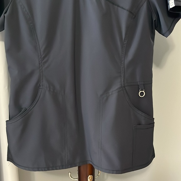 Cherokee Infinity Scrub Mock Wrap Top. Pewter Gray. Size Medium. - Picture 3 of 8